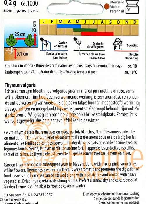 Zomertijm Echte Franse Tijm Zaden: Kweek Heerlijke, Aromatische Tijm met Intense Geur en Kruidige Smaak voor Mediterrane Gerechten, Thee en Kruidenmengsels