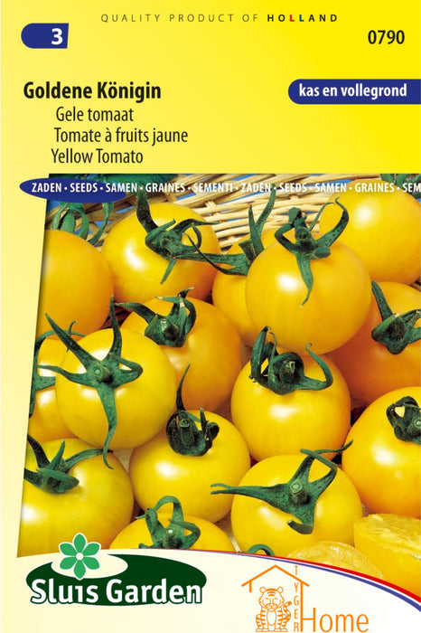 Golden Königin Gele Tomaat Zaden: Kweek Heerlijke, Zoete Gele Tomaten met Zachte Textuur en Verfrissende Smaak voor Salades, Sauzen en Mediterrane Gerechten