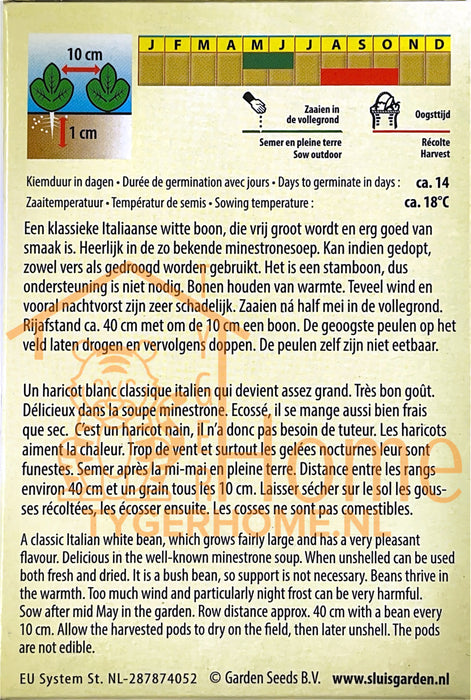 Droogboon Cannellino Zaden, Italiaanse Witte Droogboon 100g