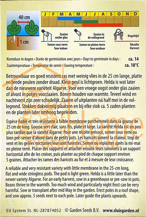Stoksnijboon Algarve Zaden: Kweek Heerlijke, Hollandse Stoksnijbonen voor een Rijke Oogst - Grow Delicious, Dutch Pole Beans - Haricots à Rames Algarve - Cultivez de Délicieux Haricots Verts Néerlandais pour Votre Jardin