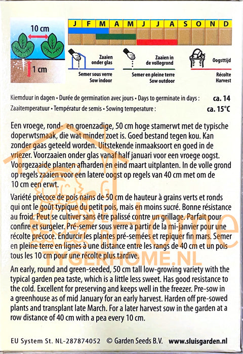 Doperwt Eminet Doperwt Rondzadige Kortstro Zaden: Kweek Heerlijke, Voedzame Erwten - Grow Delicious, Nutritious Round-Seeded Peas