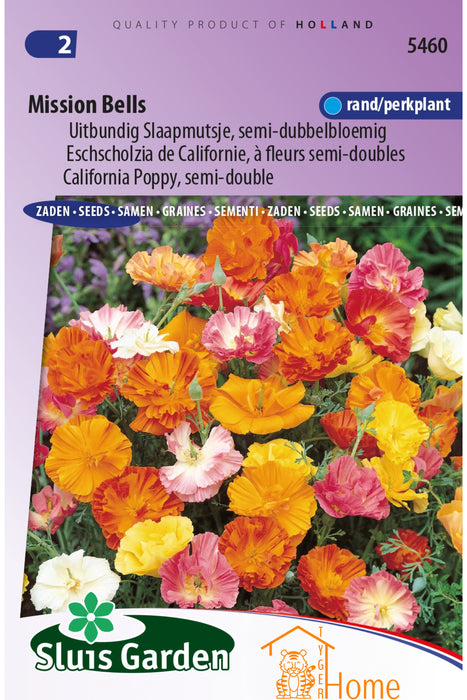 Mission Bells Uitbundig Slaapmutsje Semi Dubbelbloemig Bloemen Zaden voor de Tuin: Kweek Prachtige, Semi-Dubbelbloemige Slaapmutsjes - Grow Beautiful, Semi-Double California Poppy Flowers - Cultivez de Magnifiques Fleurs de Pavot de Californie Semi-D