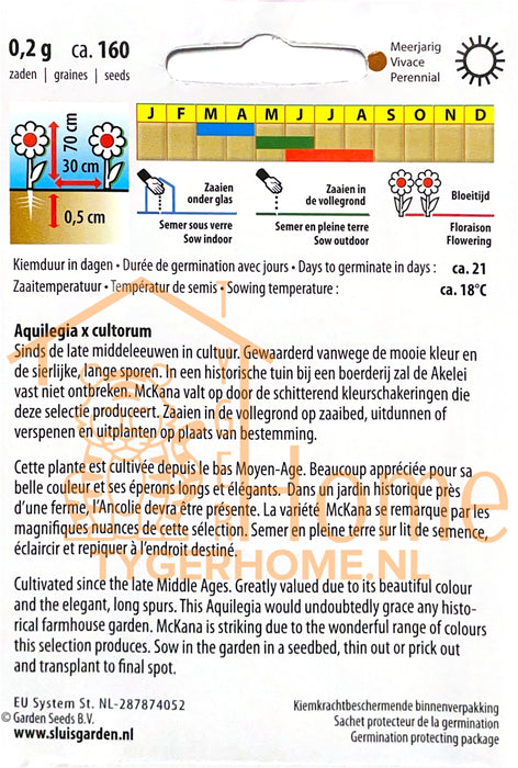 McKana Giant Hybrids Akelei Langgespoorde Zaden: Kweek Prachtige, Gigantische Akelei Bloemen - Grow Stunning, Giant Long-Spurred Columbines - Cultivez de Magnifiques Ancolies Géantes à Éperons Longs