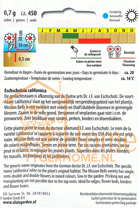 Mission Bells Uitbundig Slaapmutsje Semi Dubbelbloemig Bloemen Zaden voor de Tuin: Kweek Prachtige, Semi-Dubbelbloemige Slaapmutsjes - Grow Beautiful, Semi-Double California Poppy Flowers - Cultivez de Magnifiques Fleurs de Pavot de Californie Semi-D
