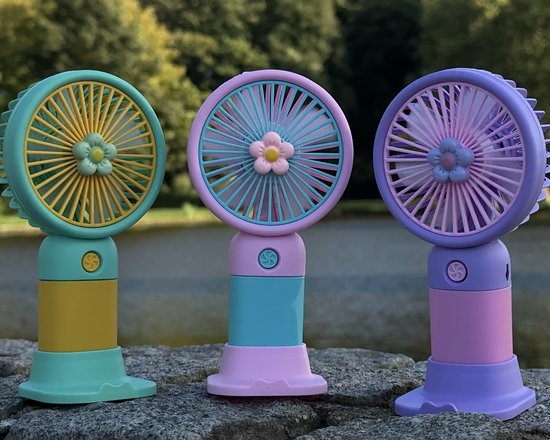 Draagbare Handventilator met Bloemdesign – Portable Flower Handheld Fan | USB Oplaadbaar, Mini Koelventilator voor Zomer & Reizen - Violet