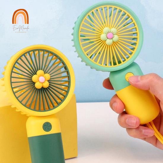 Draagbare Handventilator met Bloemdesign – Portable Flower Handheld Fan | USB Oplaadbaar, Mini Koelventilator voor Zomer & Reizen - Geel