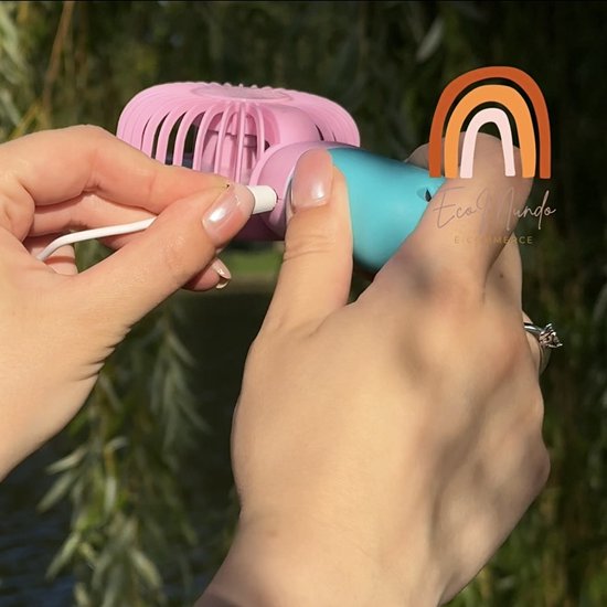 🌸 Draagbare Handventilator met Bloemdesign – Portable Flower Handheld Fan | USB Oplaadbaar, Mini Koelventilator voor Zomer, Reizen & Festivals - Blauw