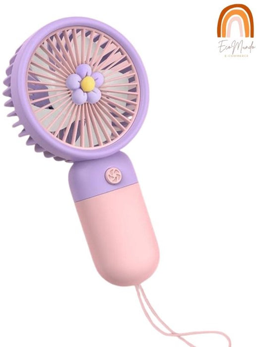 Draagbare Handventilator met Bloemdesign – Portable Flower Handheld Fan | USB Oplaadbaar, Mini Koelventilator voor Zomer & Reizen - Violet