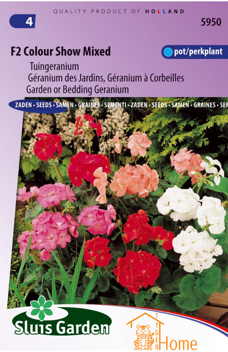 F2 Colour Show Mixed Zaden, Tuingeranium Pot- en Perkplant - F2 Colour Show Mixed Seeds, Garden or Bedding Geranium