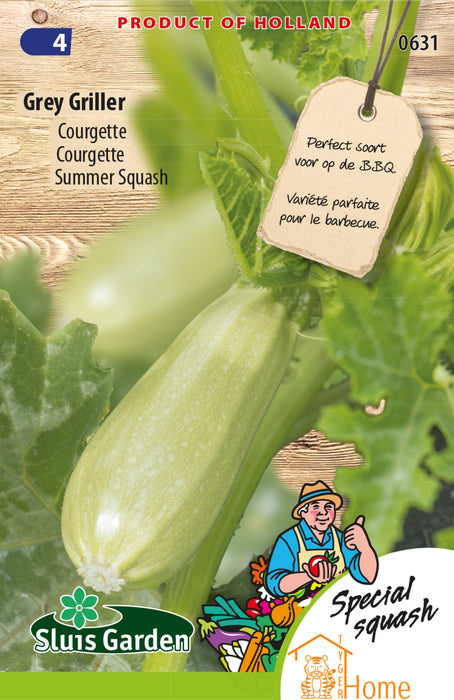 Courgette Grey Griller | Zomerpompoen voor BBQ | Lichtgroene vrucht met zachte smaak