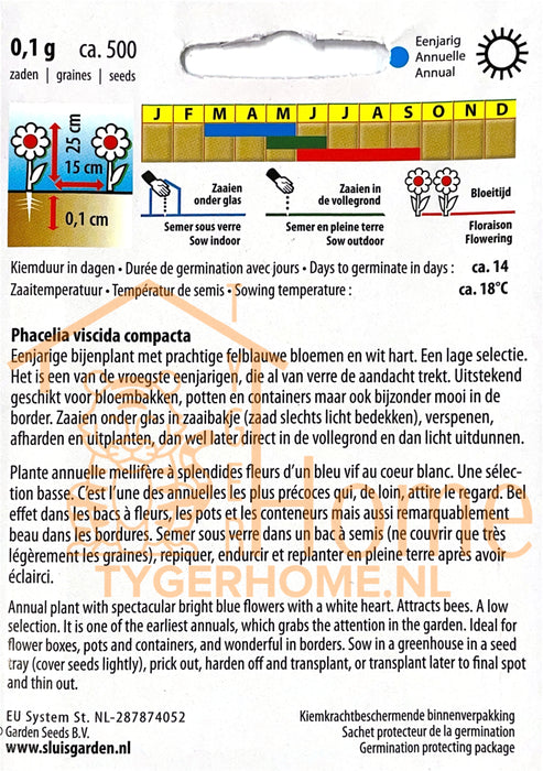 Droombijenvoer Blue Foam Zaden, Phacelia voor Bestuivers - Blue Foam Bee Dream Seeds, Pollinator-Friendly Phacelia