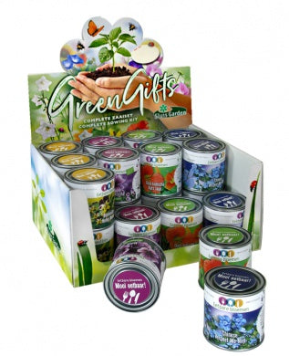 GreenGifts Essbare Blüten Anzuchtset in der Dose – Perfektes Produkt für den Einzelhandel, Geschenkartikelläden und die Gastronomie