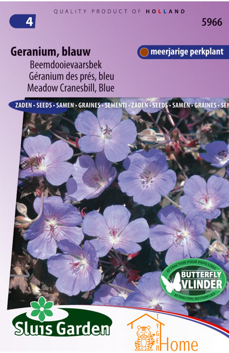 Geranium Blauw Zaden, Meerjarige Beemdooievaarsbek voor Duurzame Tuinieren - Blue Geranium Seeds, Perennial Meadow Cranesbill for Sustainable Gardens