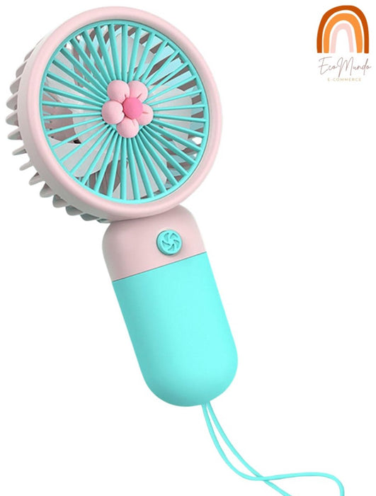 🌸 Draagbare Handventilator met Bloemdesign – Portable Flower Handheld Fan | USB Oplaadbaar, Mini Koelventilator voor Zomer, Reizen & Festivals - Blauw