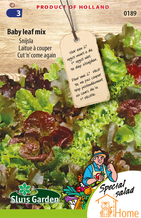 Baby Leaf Mix Snijsla Zaden: Kweek voedzame, heerlijke en knapperige snijsla in je eigen tuin. Perfect voor frisse salades en gezonde maaltijden.