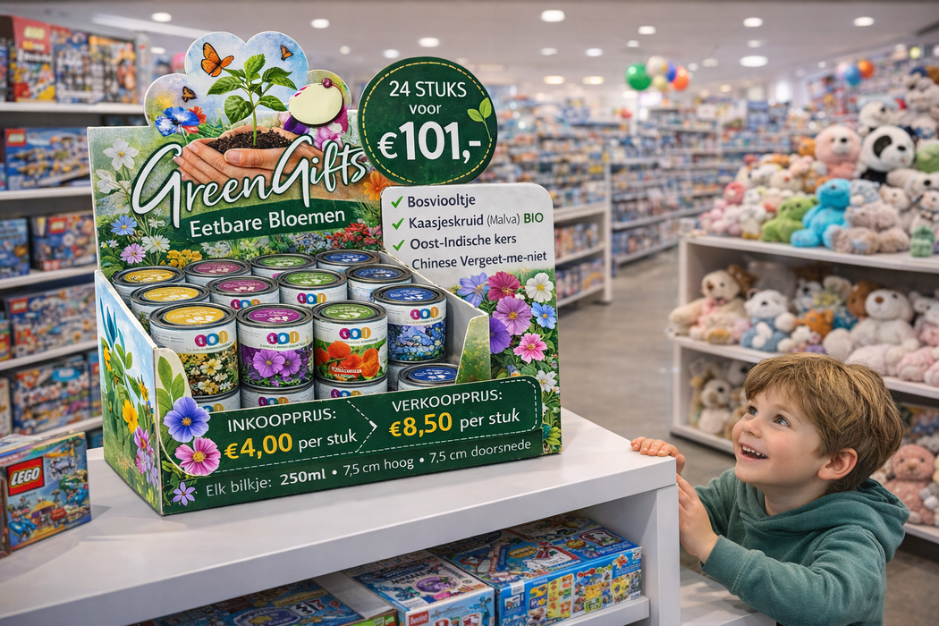 GreenGifts Essbare Blüten Anzuchtset in der Dose – Perfektes Produkt für den Einzelhandel, Geschenkartikelläden und die Gastronomie