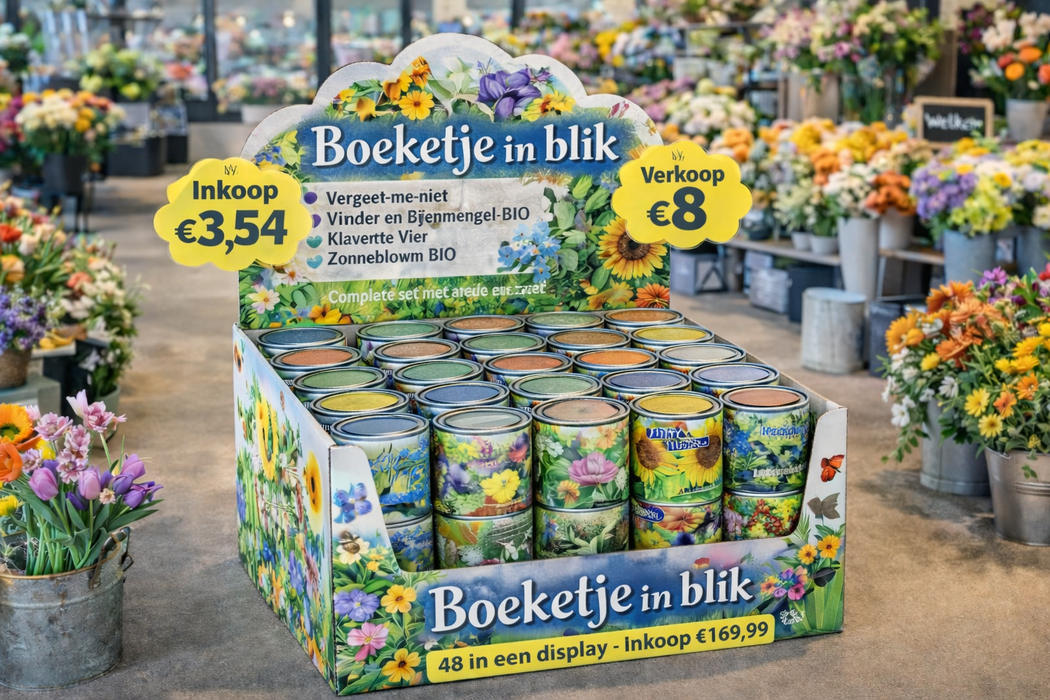 GreenGifts Blumen-Anzuchtset Display 48 Stück – Wiederverkaufsprodukt