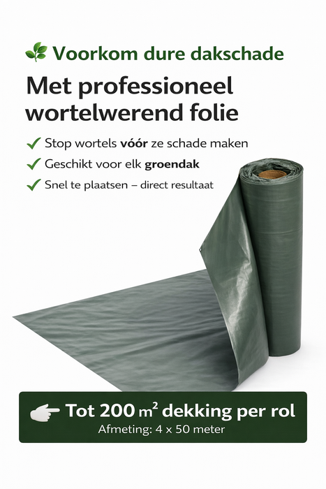 🌿 Film de protection racinaire pour toiture 0,2 mm – Barrière anti-racines pour toiture végétalisée & toiture en sedum – 200 m² (4 x 50 mètres)