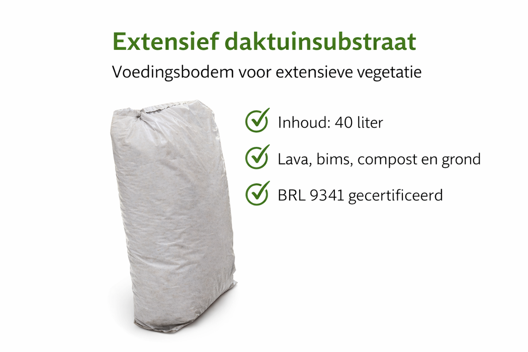 5 x stuks Extensief daktuinsubstraat 40 liter – Hoogwaardig substraat voor groendaken, sedumdaken en extensieve vegetatie