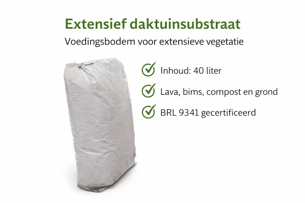 Compleet Groendakpakket 10 m² – Inclusief kruiden-sedummat, drainagemat, beschermdoek, substraatmatten, daktuinsubstraat en basalt split