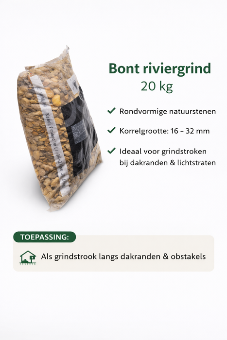 Bont Riviergrind 20 kg (16-32 mm) – Voor Dakrand, Afwatering en Groendak