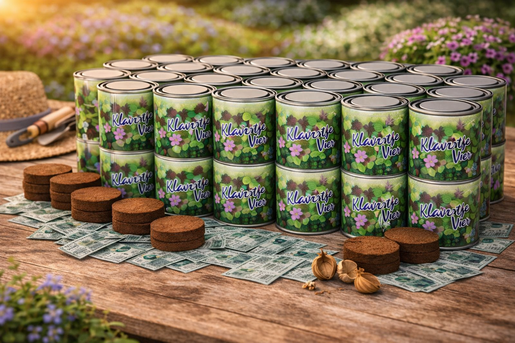 50x Klavertje Vier Kweekset in Blik – 250ML | Geluksplantje | Biologische Zaden | Cadeauset