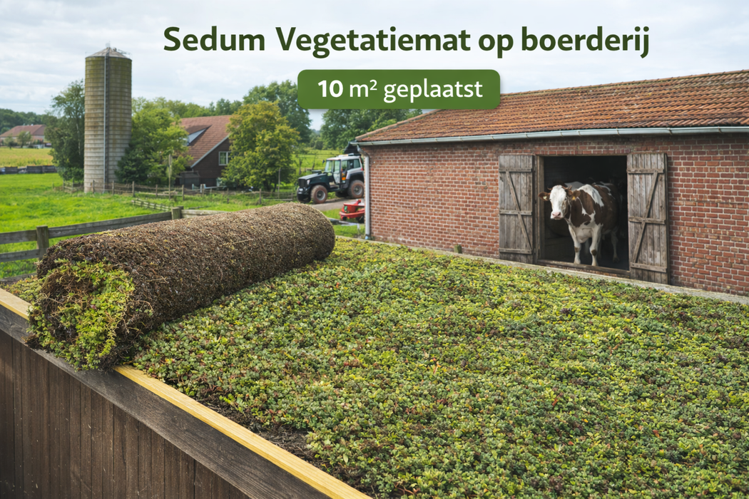 Nappe de végétation Sedum 10m² – Toit végétalisé prêt à poser – Nappe de Sedum pré-cultivée (10-12 variétés) – Système de toit végétal
