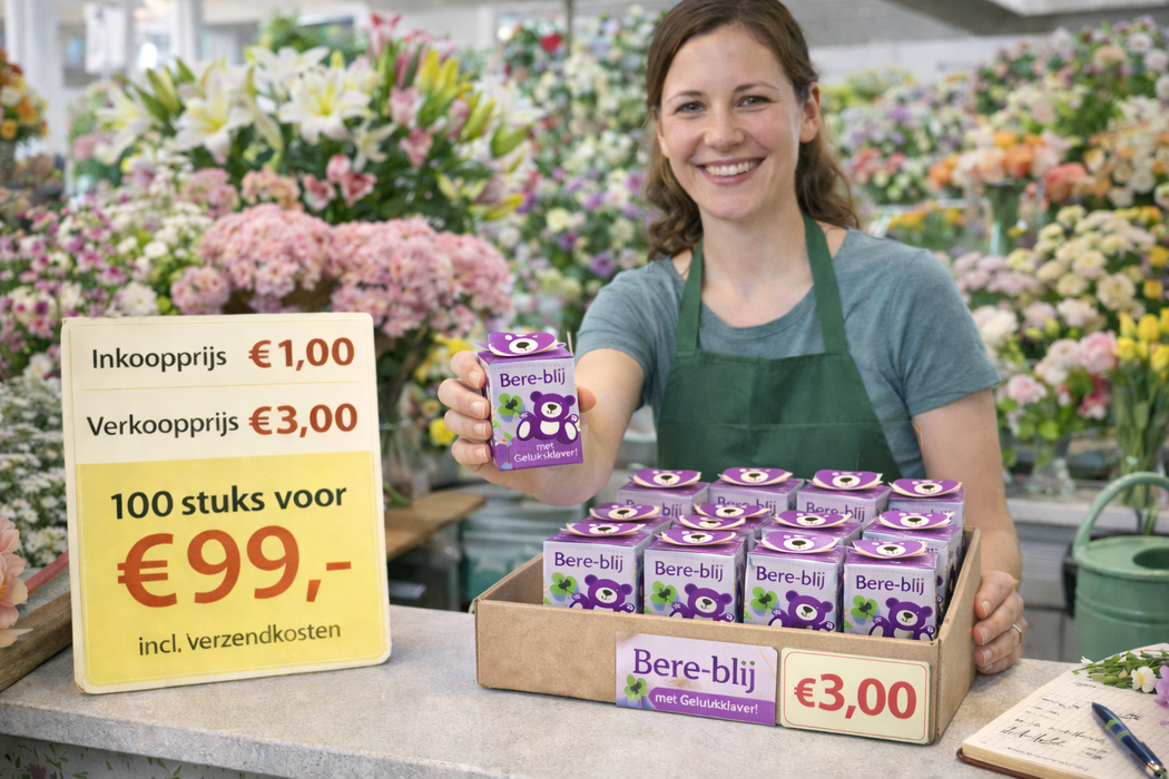 100 pièces de Bear-happy avec Lucky Clover – Trèfle à quatre feuilles (Oxalis) | 99 € frais de port inclus