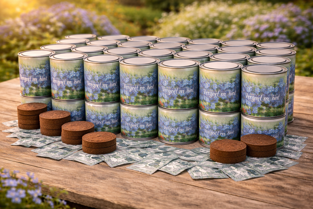 100x Vergeet-me-niet Kweekset in Blik – 250ML | Biologische Bloemenzaden | Complete DIY Set