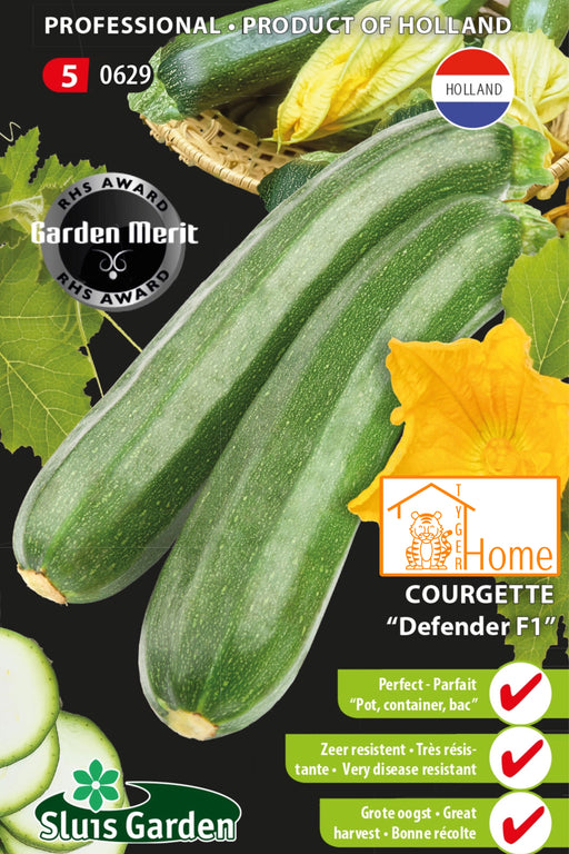 Courgette Defender F1 Zaden: Grow disease-resistant, delicious zucchini in your own garden. Kweek heerlijke, ziektebestendige courgettes, perfect voor gezonde en veelzijdige gerechten