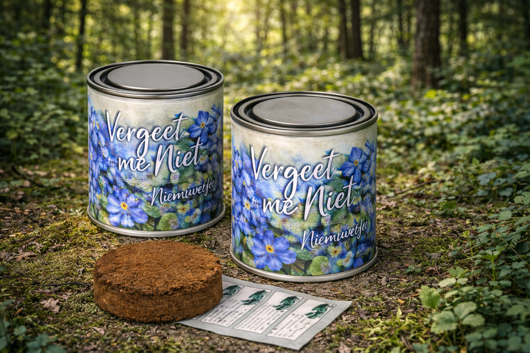 100x Vergeet-me-niet Kweekset in Blik – 250ML | Biologische Bloemenzaden | Complete DIY Set