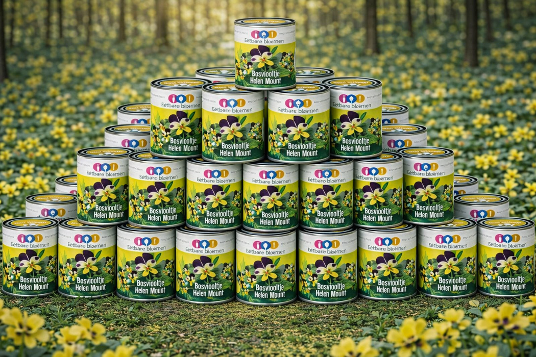 50x Eetbare Bloemen Bosviooltje ‘Helen Mount’ (Viola / Pansy) – Complete Kweekset in Blik – Inclusief Zaden & Kokosgrond