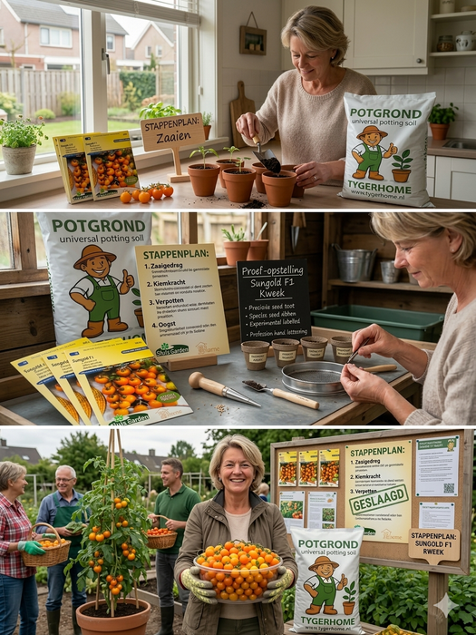 Sungold F1 Kerstomaat Zaden: Kweek Heerlijke, Zoete Gouden Kerstomaten met Sappige Textuur en Intense Smaak, Perfect voor Salades, Snacks en Mediterrane Gerechten