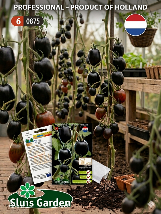 Tomaat Nightshade F1 | Unieke zwarte tomaat met zoete smaak | Grote oogst & opvallende kleur | Ideaal voor bijzondere salades of decoratie