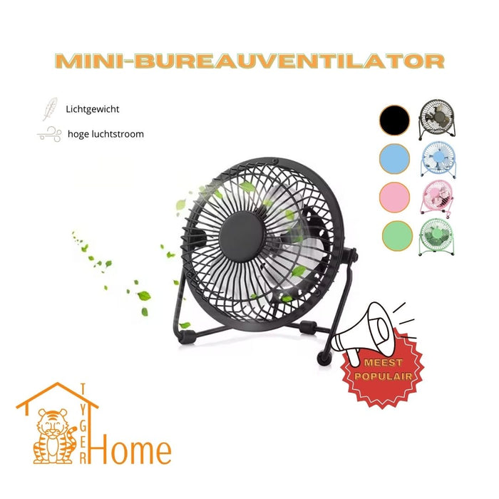 Mini Ventilator USB 2x - Black - Compact, Stil en Krachtig - Ideaal voor Bureau, Thuis en Reizen - Geen Batterijen Nodig