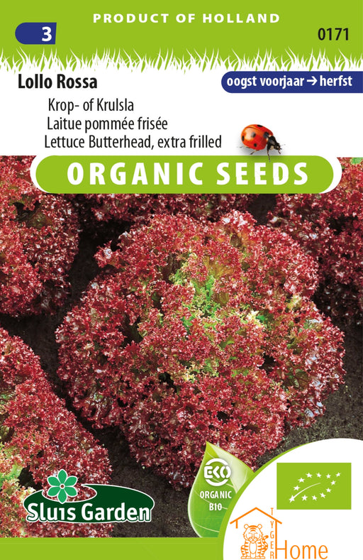 Lollo Rossa Krop- of Krulslazaad voor het kweken van voedzame, heerlijke en knapperige rode krulsla in je eigen tuin. Ideaal voor frisse salades en gezonde, kleurrijke gerechten.