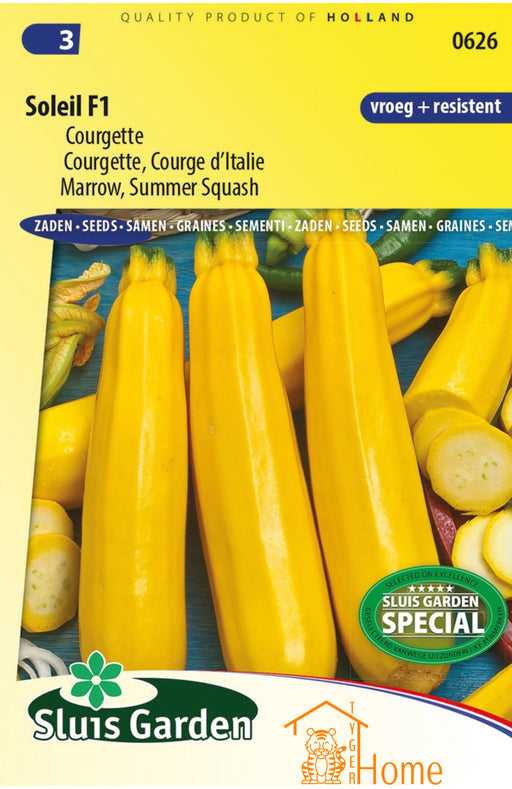 Soleil F1 Courgette Zaden: Grow delicious, yellow zucchini in your own garden. Kweek heerlijke, gele courgettes, perfect voor gezonde en kleurrijke maaltijden