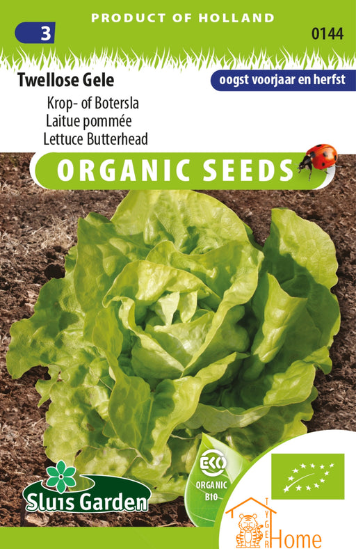Twellose Gele Krop- of Botersla Zaden voor het kweken van voedzame, heerlijke en knapperige sla in je eigen tuin. Ideaal voor verse, gezonde salades en maaltijden met een zachte, boterachtige textuur.