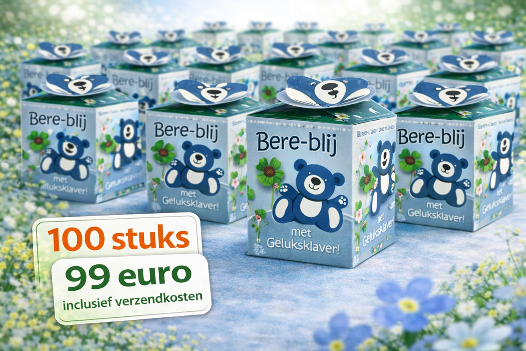 100 pièces de Bear-happy avec Lucky Clover – Trèfle à quatre feuilles (Oxalis) | 99 € frais de port inclus